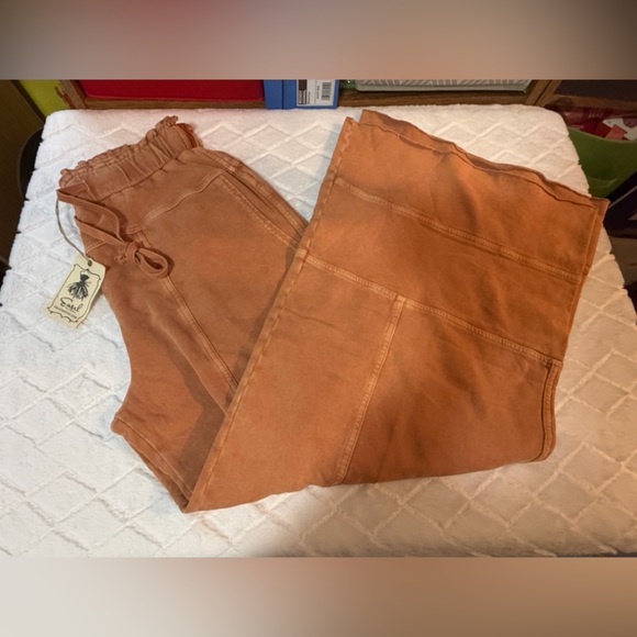 Easel Wide Leg Pants in Rust - Picture 5 of 16